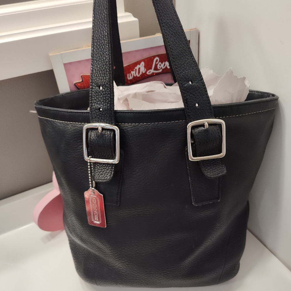 🖤Rare Vintage 90's Coach Hamilton Milbrook Pebbled Leather Shoulder Tote #9600 - Picture 10 of 16